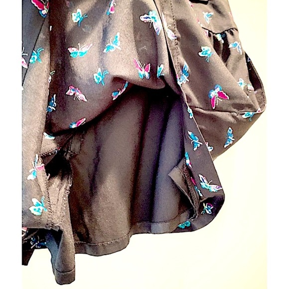 EXPRESS Sz 4 Silky Lounging Black w/ Butterflies Multi- Color Pattern - Picture 5 of 8